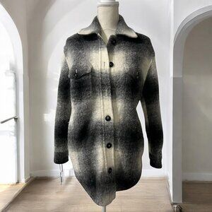 Wilfred Free  Plaid Wool Button Front  Shacket Jacket with Pockets‎ Size Small